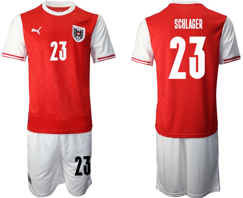 Men 2020-2021 European Cup Austria home red #23 Soccer Jersey